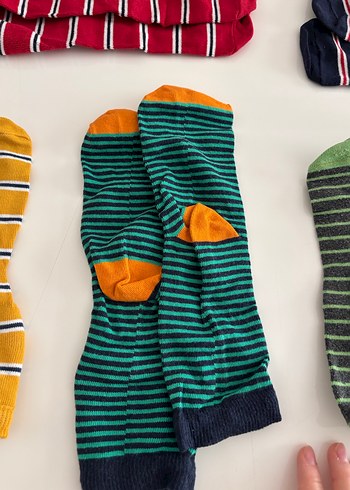 Çocuklar için Renkli Çizgili Çorap Seti - Görsel 6