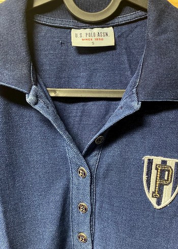 U.S Polo Assn. Düğmeli Lacivert Polo Yaka Midi Elbise