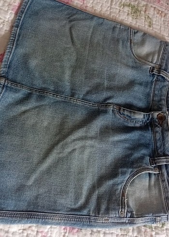 xl Beden Mavi Denim Mini Etek