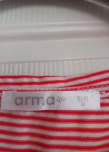 Kız Çocuk Kırmızı Çizgili Kısa Kollu Tişört - Görsel 4