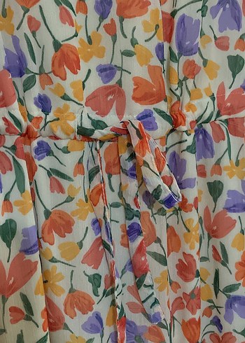 Çiçek Desenli Uzun Kollu Bohem Elbise - Görsel 5