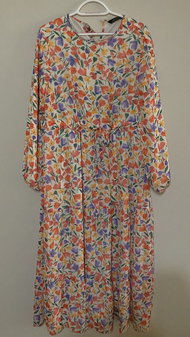 Çiçek Desenli Uzun Kollu Bohem Elbise - Görsel 2