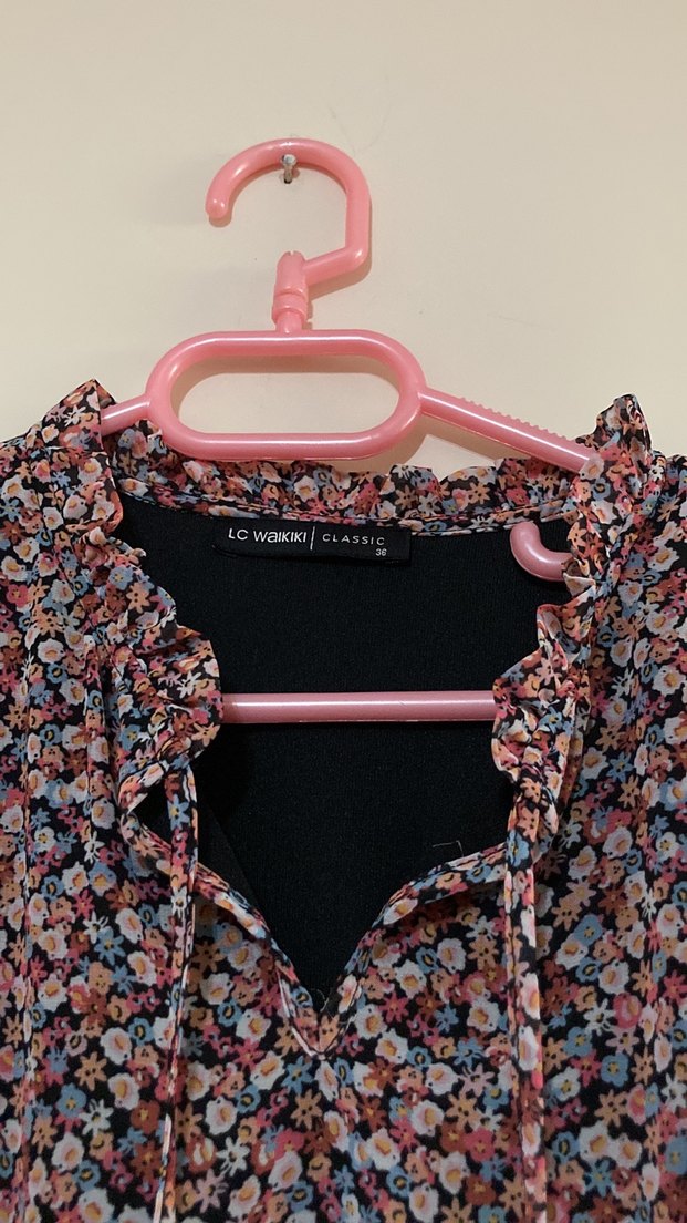 Bohem Uzun Kollu V Yaka Bağcıklı Elbise - Görsel 3