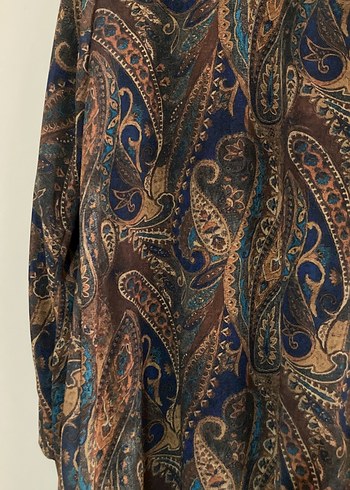 Bohem Uzun Kol Kahverengi Desenli Elbise - Görsel 3