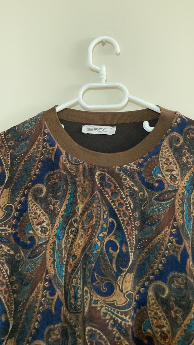 Bohem Uzun Kol Kahverengi Desenli Elbise - Görsel 4