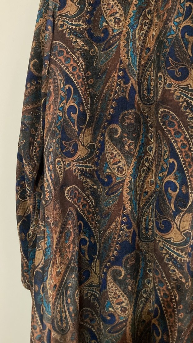 Bohem Uzun Kol Kahverengi Desenli Elbise - Görsel 3