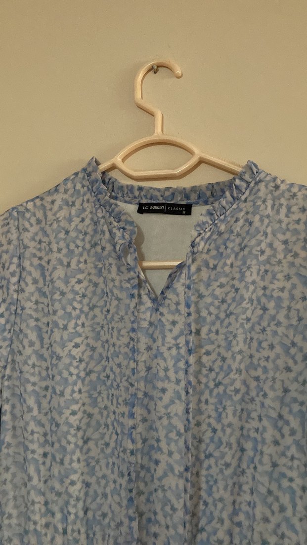 Uzun Kollu Mavi Bohem Uzun Elbise - Görsel 4