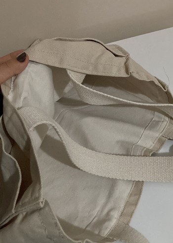 Bej Minimalist Pamuk Kadın Çantası - Görsel 2