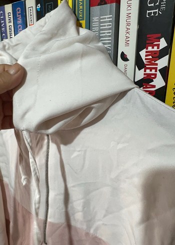 Zara ZARA Beyaz ve Pembe Kapüşonlu Sweatshirt