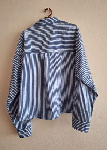 Mavi Çizgili erkek Uzun Kollu Denim Gömlek - Görsel 2