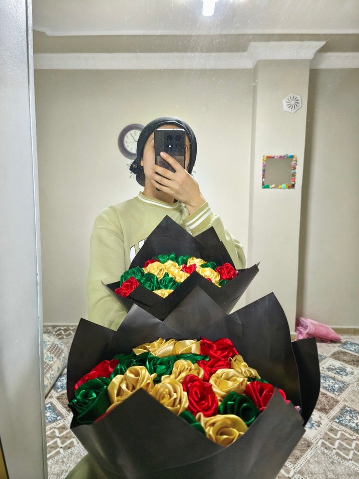 Bohem Tarzda Renkli Gül Buketi - Görsel 3