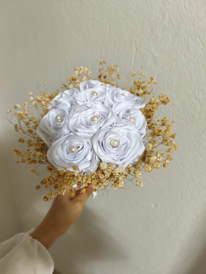 Beyaz Bohem Gelin Buketi - Görsel 4