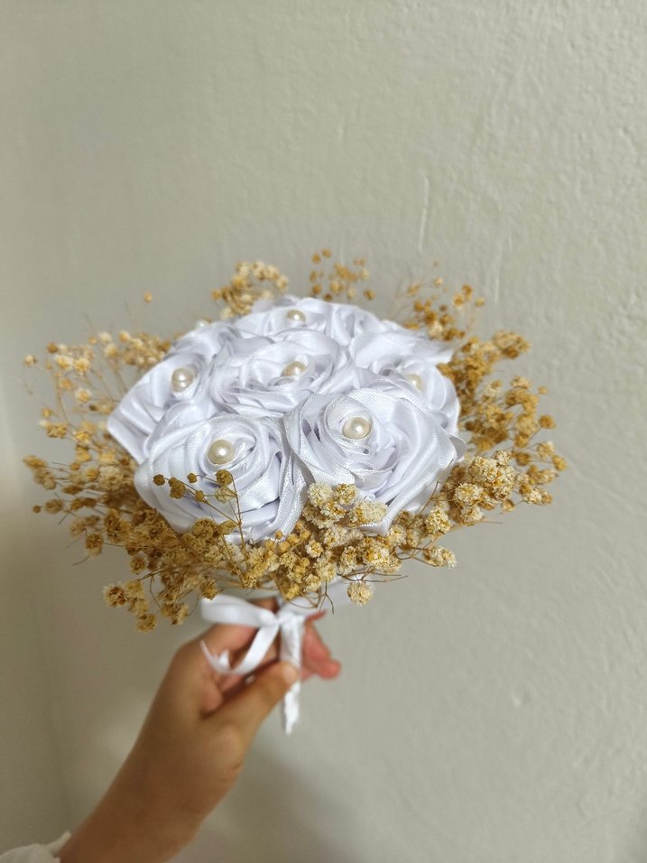 Beyaz Bohem Gelin Buketi - Görsel 2