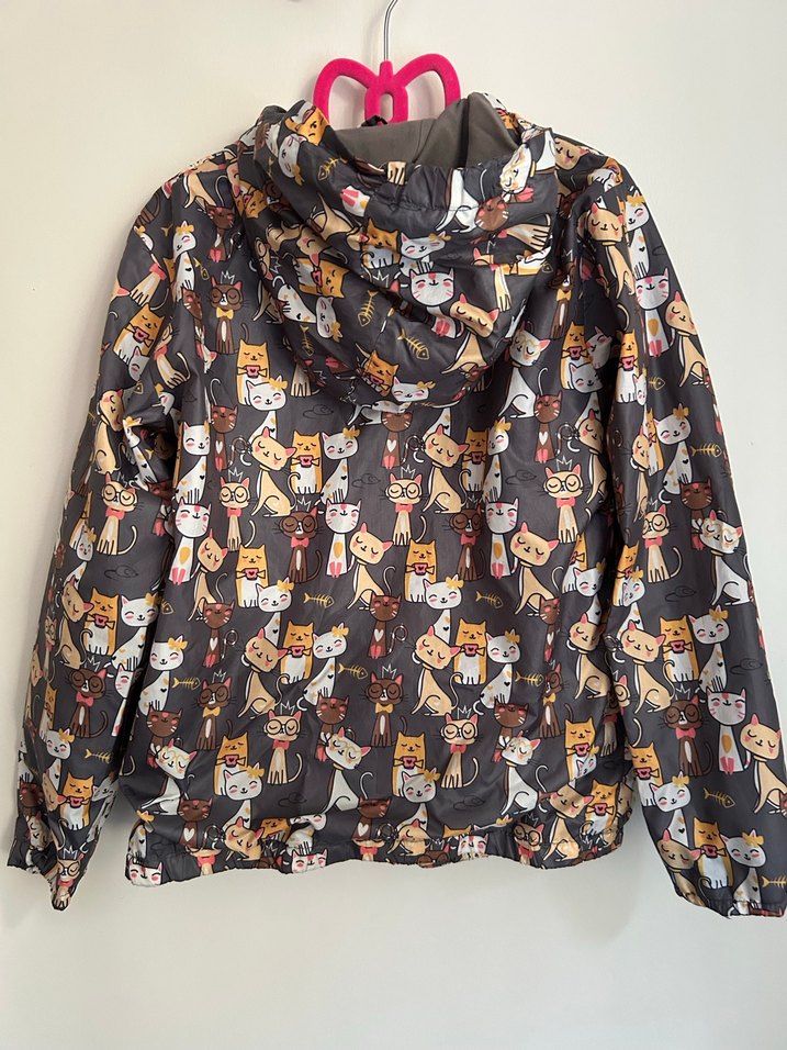 Fermuarlı Çok Renkli Kedi Desenli Ceket - Görsel 2