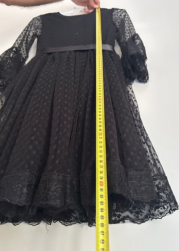 Kız Çocuk Siyah Dantelli Gotik Elbise - Görsel 3