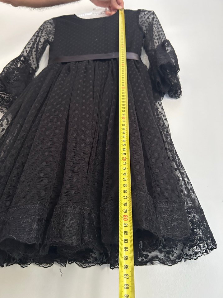 Kız Çocuk Siyah Dantelli Gotik Elbise - Görsel 3