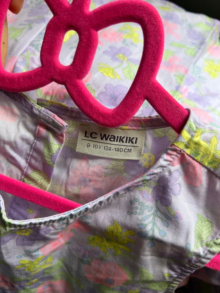 Kız Çocuk Mor Çiçekli Kolsuz Elbise - Görsel 3