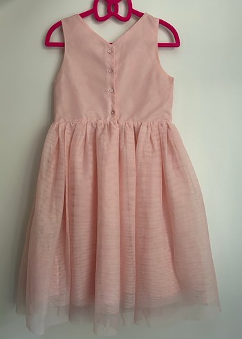 Kız Çocuk Pembe Payetli Nakışlı Elbise - Görsel 2