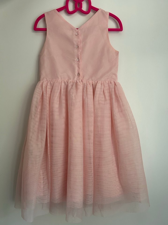Kız Çocuk Pembe Payetli Nakışlı Elbise - Görsel 2