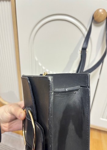 Siyah Deri Tokalı Kadın Çanta - Görsel 2