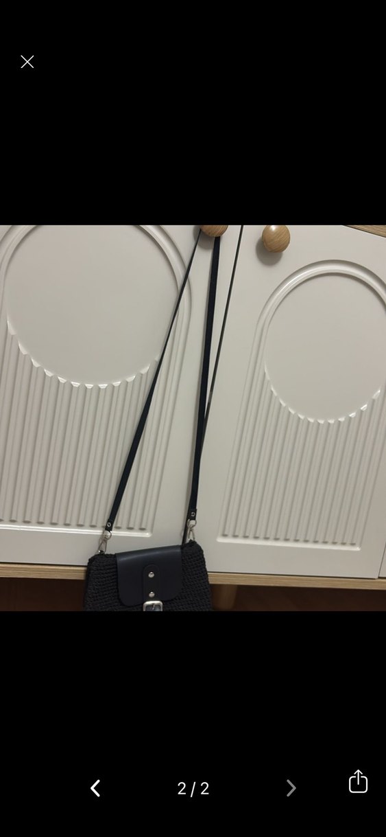 Siyah Örgü Tokalı Kadın Çapraz Çanta - Görsel 2