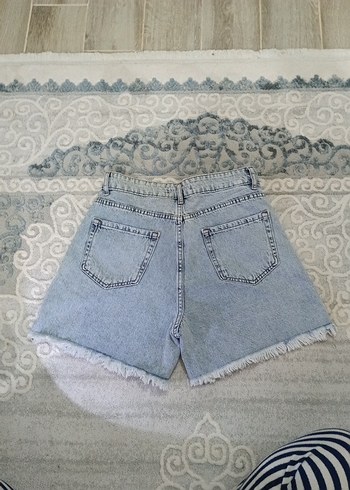 Diğer Düğmeli Gri Batik Desenli Kadın Denim Şort