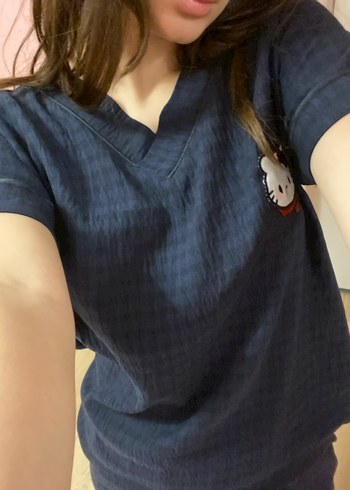 m Beden Hello kitty Kısa Kollu Mavi Mini Kadın Pijama Takımı