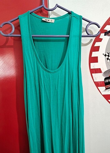 McGregor Askılı uzun elbise su yeşili penye elbise