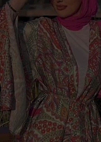 Renkli Uzun Bağlamalı Bohem Kimono saten
