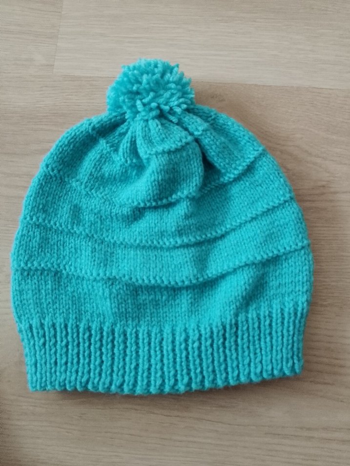 Turkuaz Renkli Örgü Kadın Bere el örgüsü yeni örüldü - Görsel 2