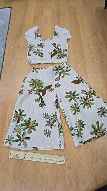 Takım crop alt KETen kumaş