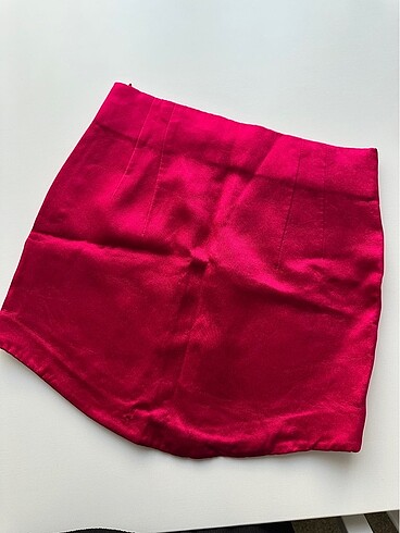 Zara Astarlı Saten Pembe Mini Etek
