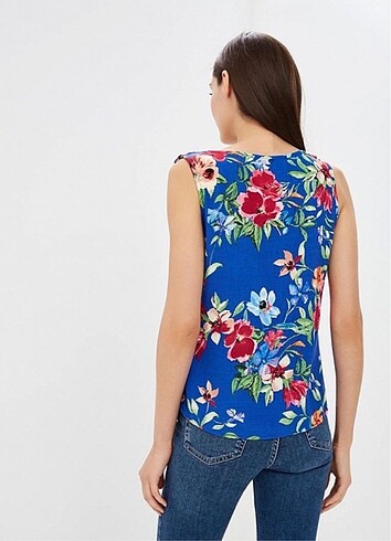 LCW Saks Mavisi Bluz Çiçek Desenli - Görsel 8