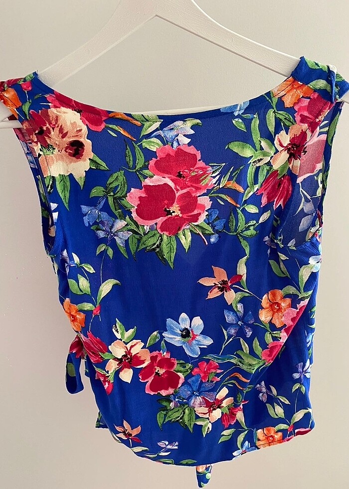 LCW Saks Mavisi Bluz Çiçek Desenli - Görsel 3