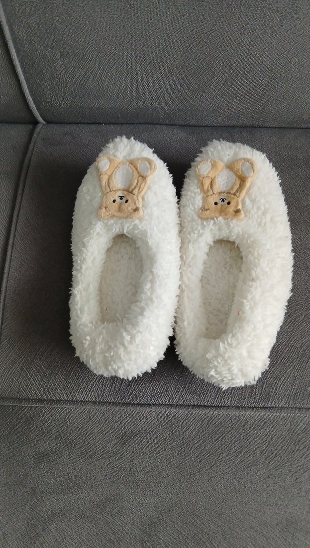 Kızlar için Beyaz Peluş Ev Terliği - Görsel 3