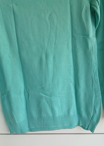 Turkuaz V Yaka Kadın Triko Kazak - Görsel 3