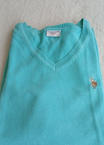 Turkuaz V Yaka Kadın Triko Kazak - Görsel 7