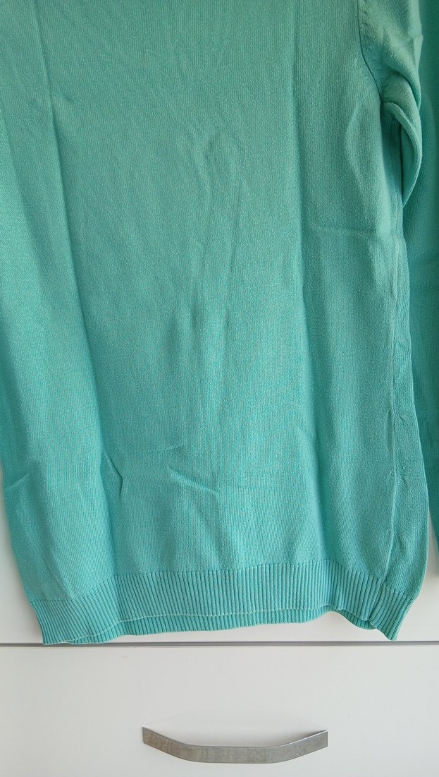 Turkuaz V Yaka Kadın Triko Kazak - Görsel 3