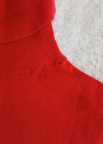 Kırmızı Kadın Boğazlı Yün Kazak - Görsel 7