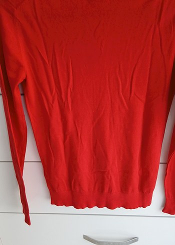 Kırmızı Kadın Boğazlı Yün Kazak - Görsel 2