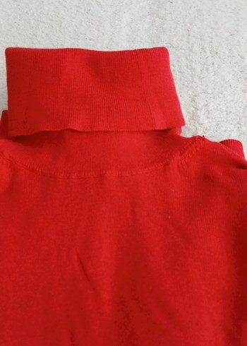 Kırmızı Kadın Boğazlı Yün Kazak - Görsel 8