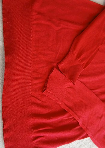 Kırmızı Kadın Boğazlı Yün Kazak - Görsel 5