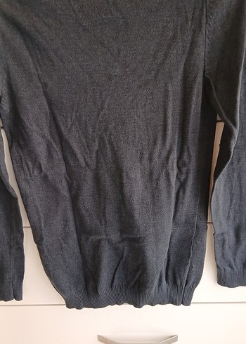 lacivert v yaka kadın triko kazak - Görsel 3