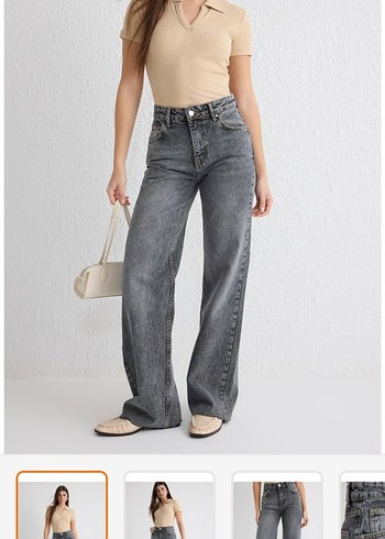 Gri Denim Kadın Pantolon wide leg trendyolmilla s beden