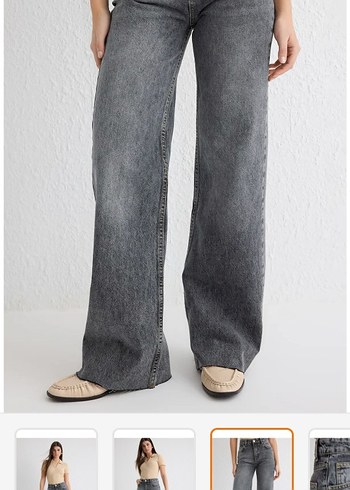 s Beden Gri Denim Kadın Pantolon wide leg trendyolmilla s beden