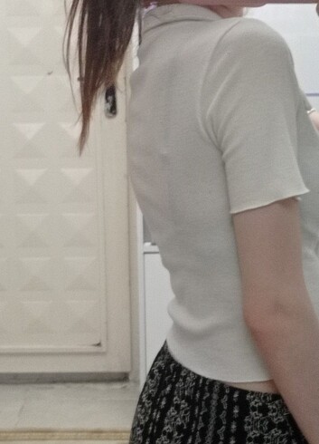 Mavi Jeans Beyaz düğmeli crop