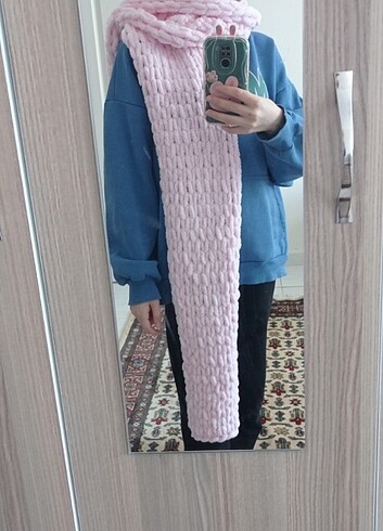 m Beden Puffy atkı pembe