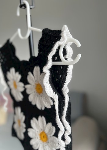 Zara Kız Çocuk Siyah Örgü Çiçekli Bohem Yelek