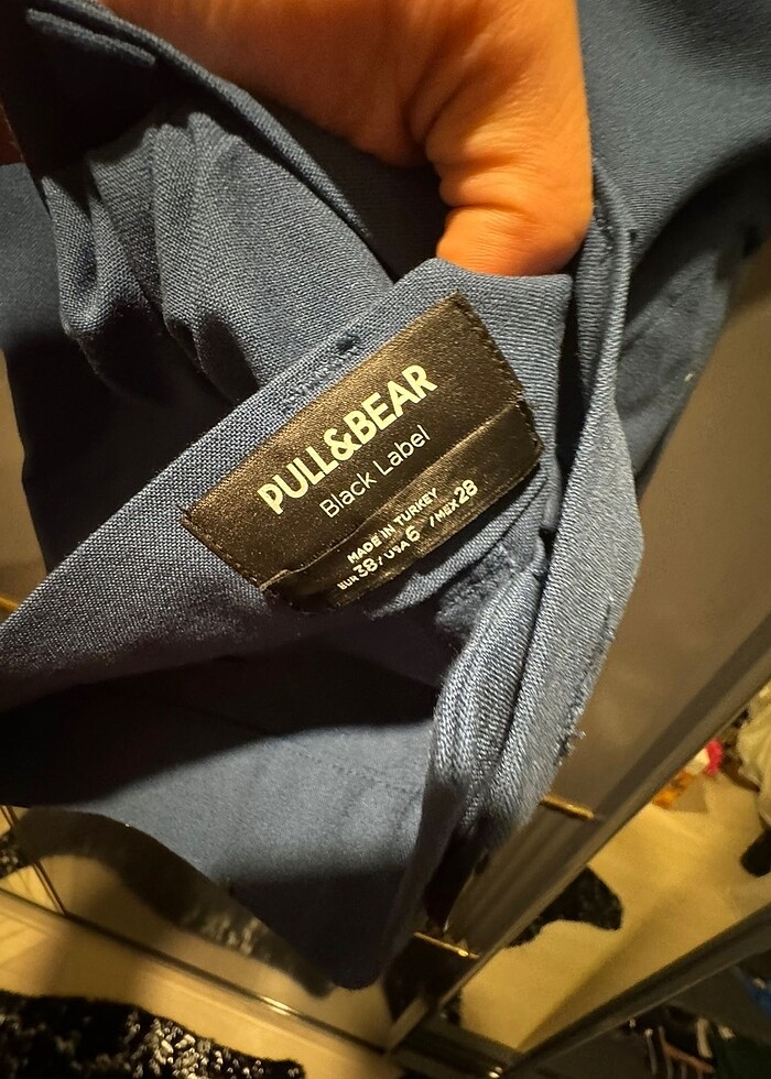 Mavi kumaş pantolon - Görsel 3