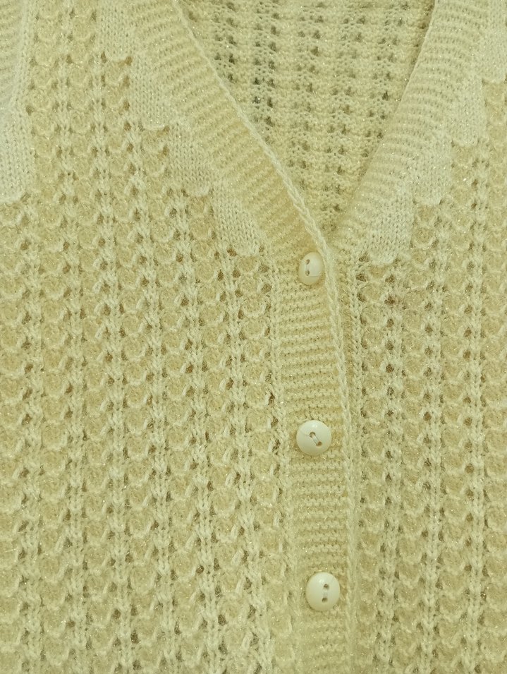 Bej Örgü Kolsuz Kadın Yelek - Görsel 2